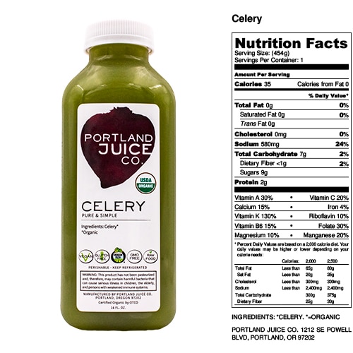 Certified Organic Raw Celery Juice