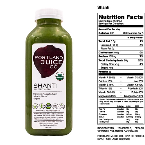 Certified Organic Shanti Green Juice