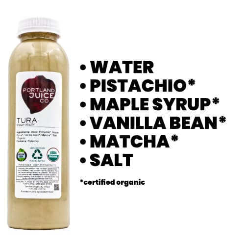 Tura - matcha pistachio certified organic nut milk from Portland Juice Co