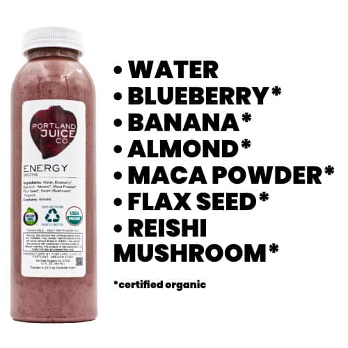 Energy blackberry almond smoothie with reishi mushroom - Certified Organic Cold-Pressed Juice From Portland Juice Company