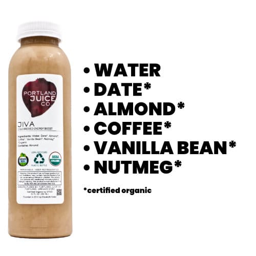 Jiva cold brew coffee with almonds - Certified Organic Cold-Pressed Juice From Portland Juice Company