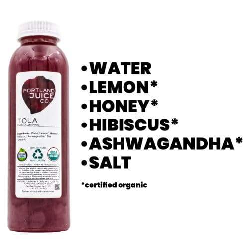 Tola hibiscus lemonage with ashwagandha - Certified Organic Cold-Pressed Juice From Portland Juice Company